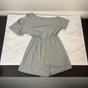 Joress Women's Romper Elastic Waist Short Sleeve  Asymmetrical Size S Gray
